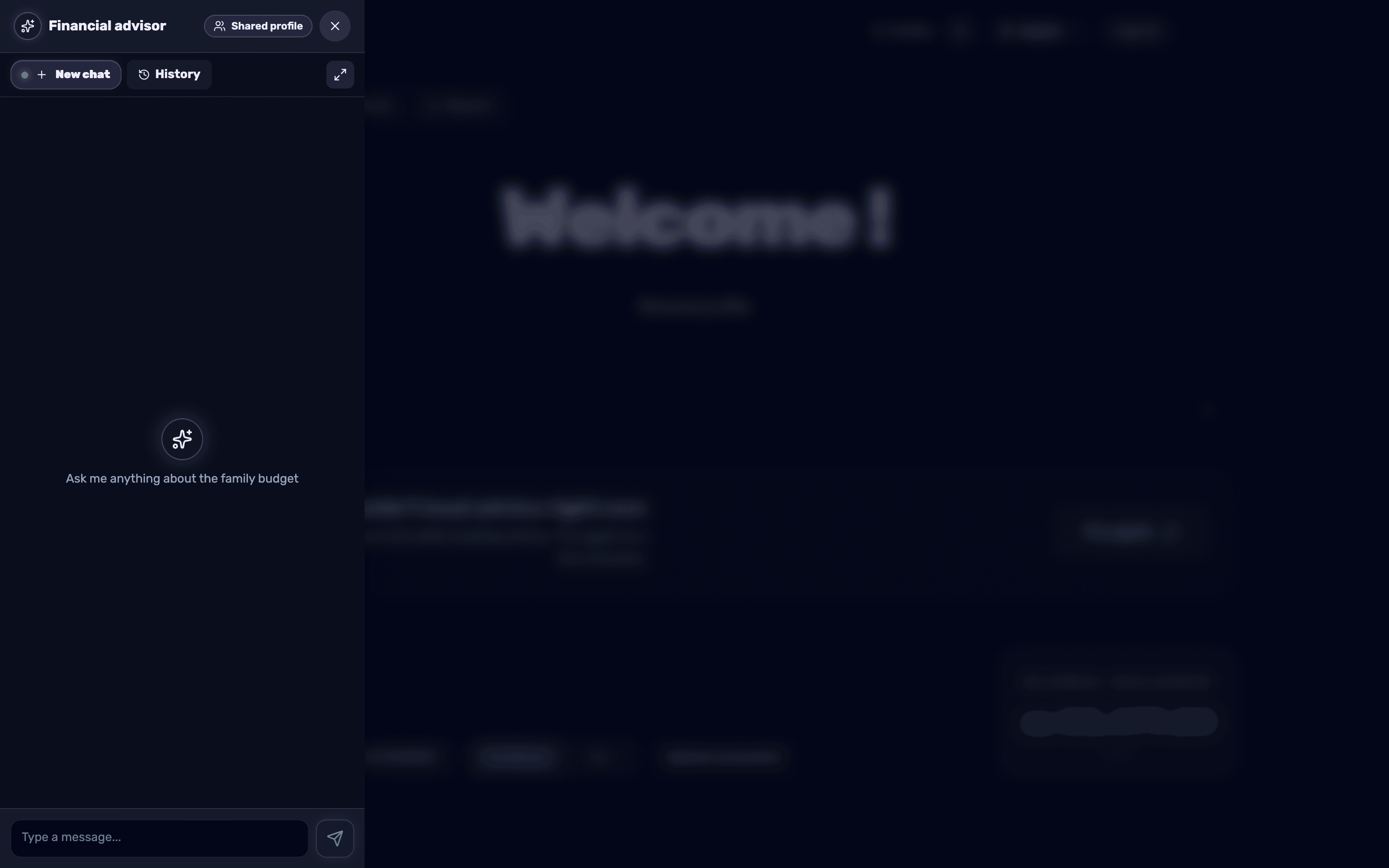 The Balansi 'Financial advisor' chat panel open with the message input field