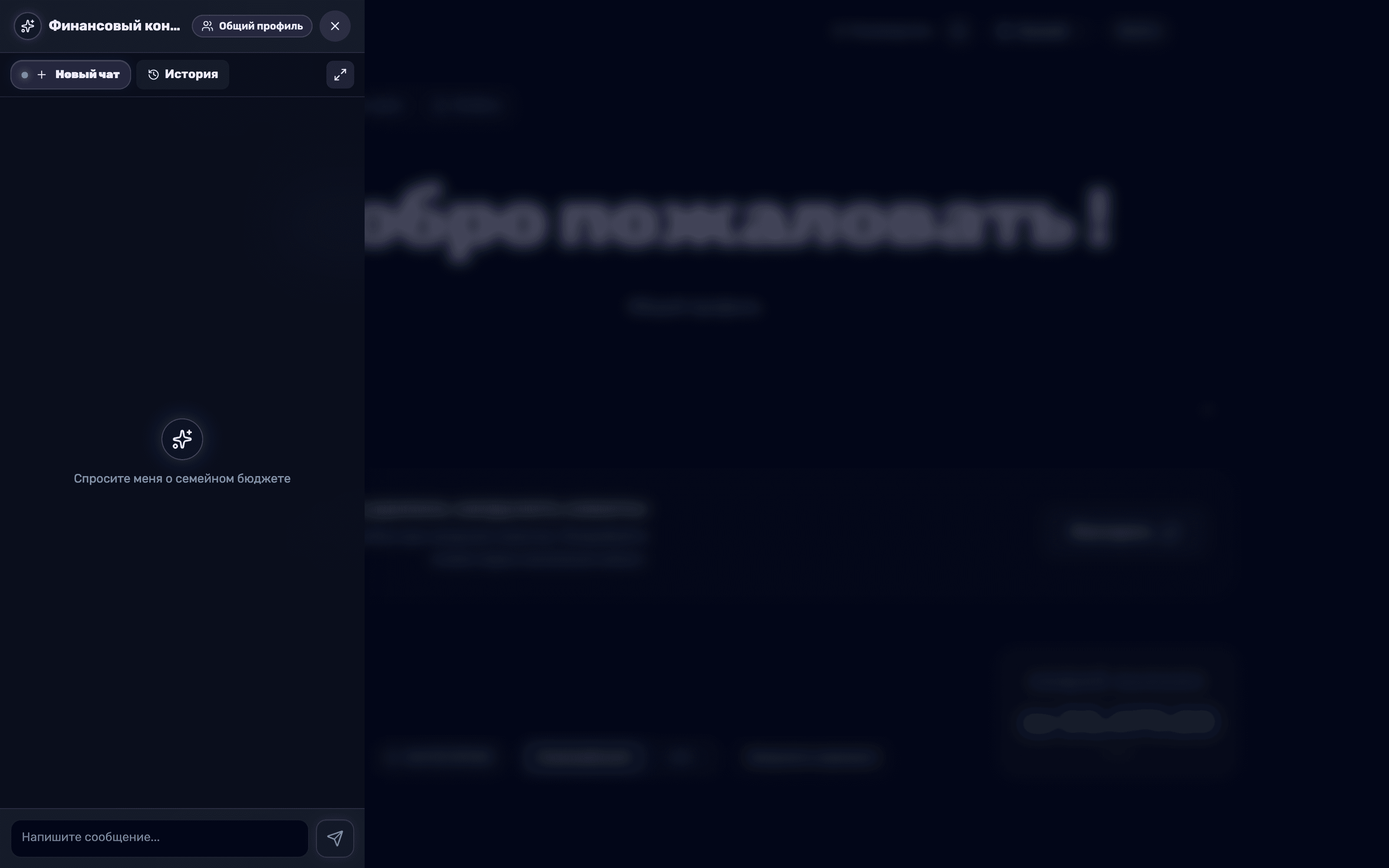 Открытое окно чата 'Финансовый советник' в Balansi с полем ввода сообщения