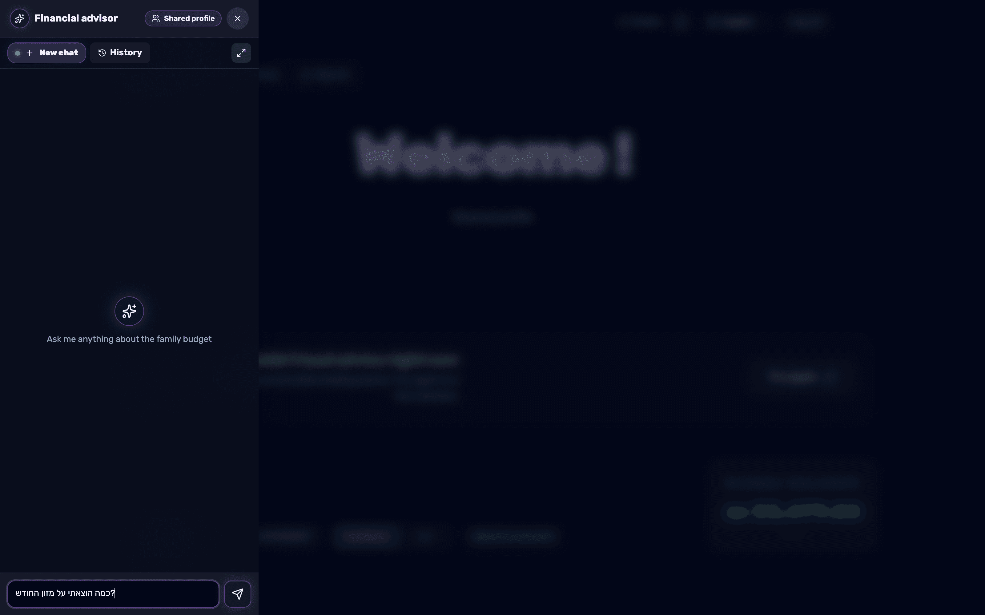 The chat panel with a typed question in the message composer