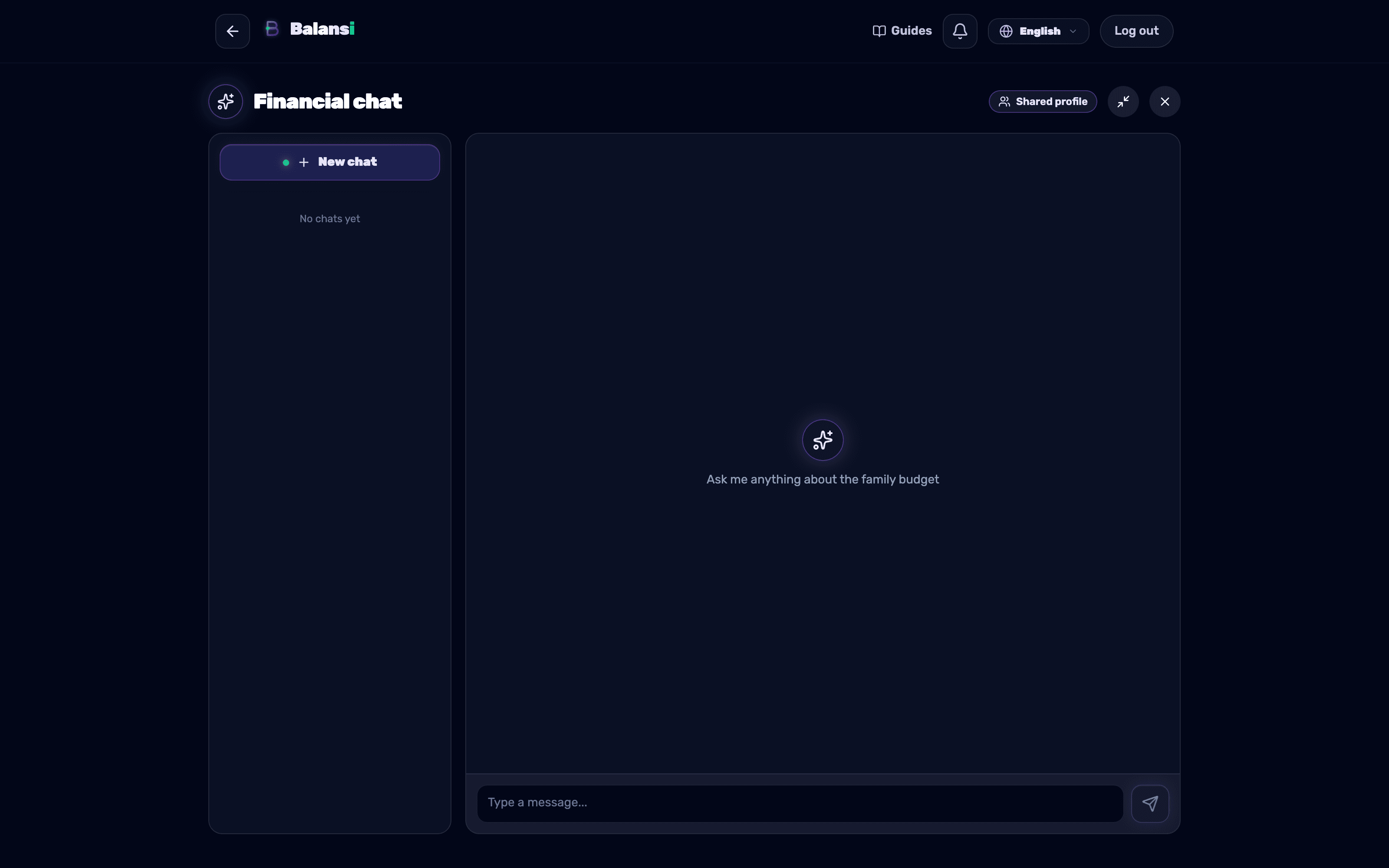 The full-screen financial chat page